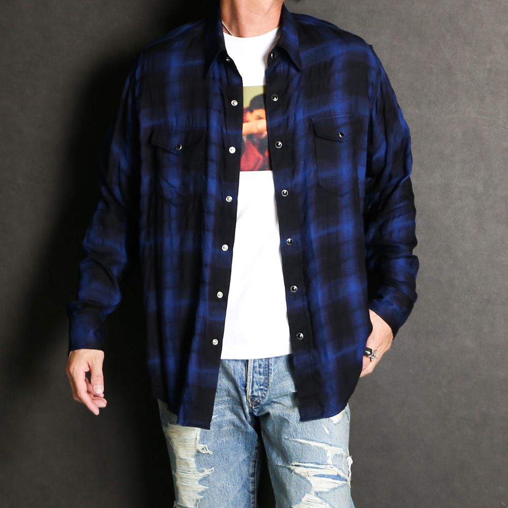 MINEDENIM - Distortion Ombre Check L.Western SH - BPT / 2403-5003
