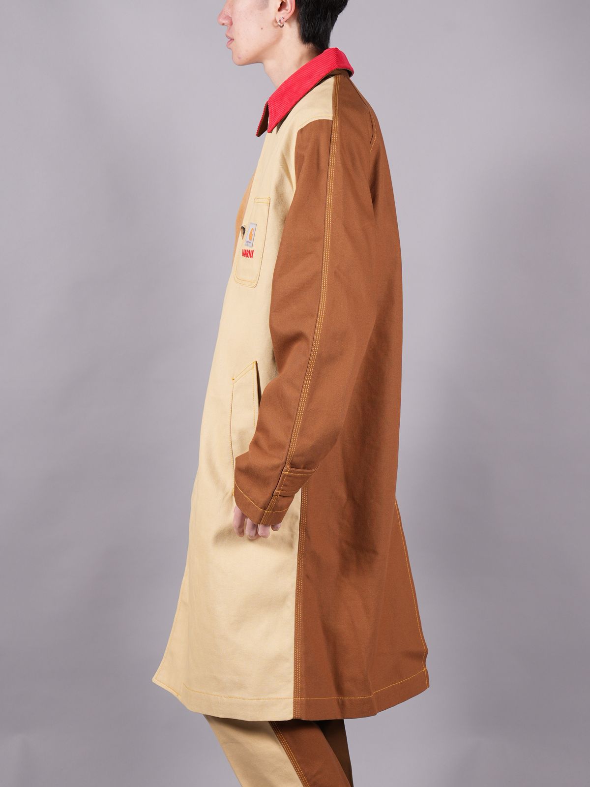MARNI - MARNI X CARHARTT WIP - BROWN COLOUR-BLOCK COAT