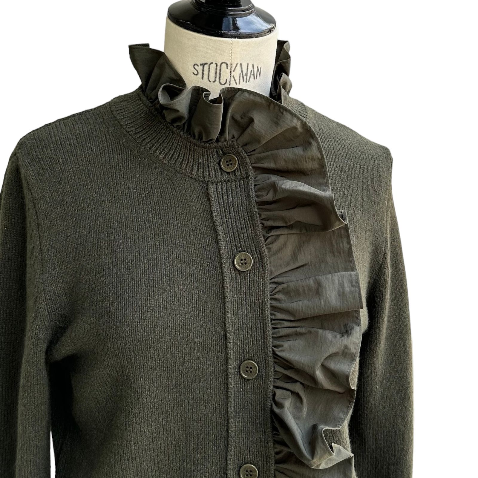 CECILIE BAHNSEN - フロントフリル カーディガン / カーキ / 24AW NEW