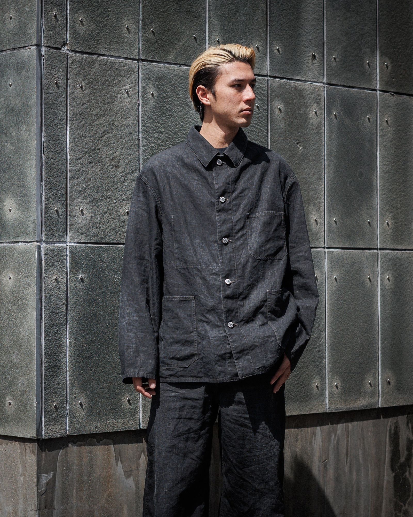 アプレッセ Vintage Black Linen Coverall セットアップスタイル 4月5