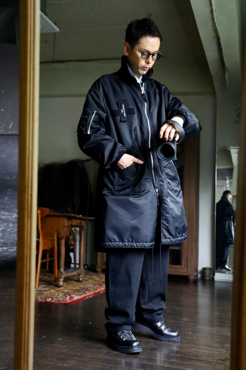 COMME des GARCONS HOMME ナイロンツイルコートスタイル2024.10.08