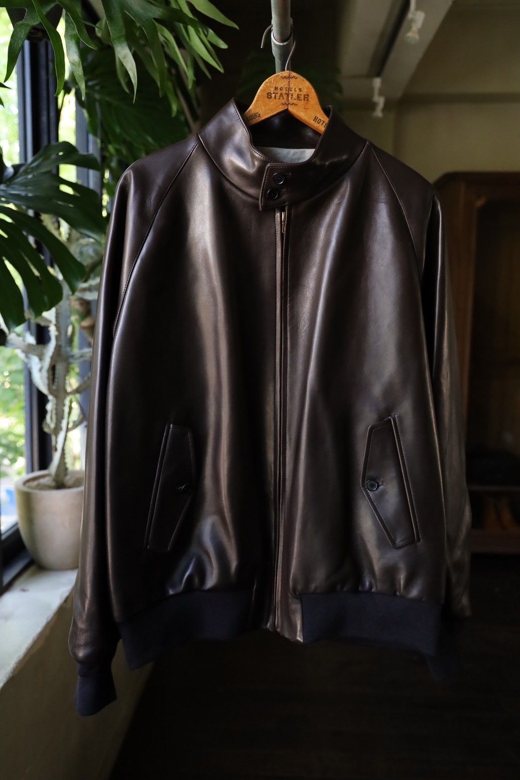 A.PRESSE - アプレッセ Leather Harrington Jacket(24AAP-01-41H)BROWN