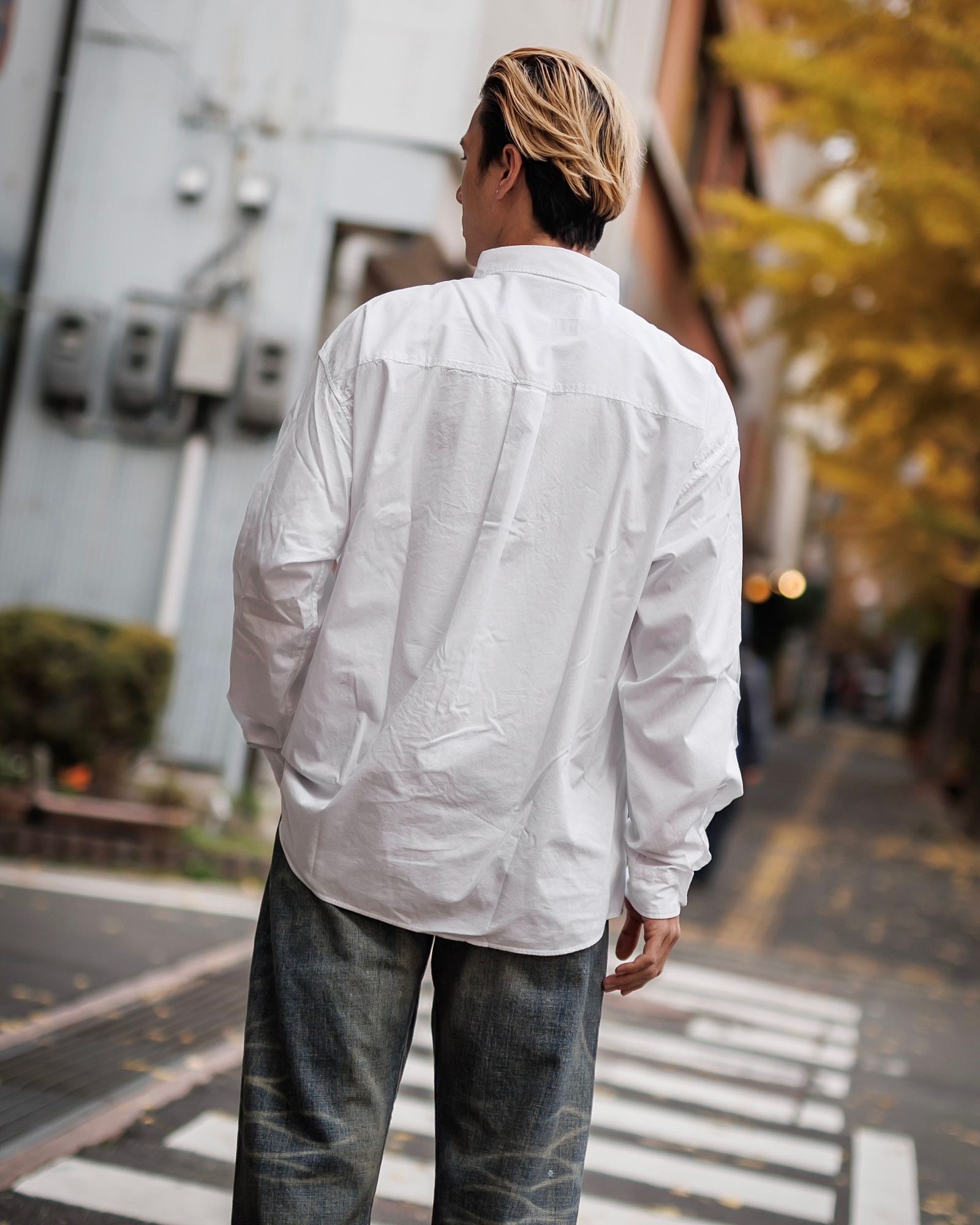 yohji yamamoto x NEIGHBORHOOD PRINT SHIRT LS (WHITE)スタイル