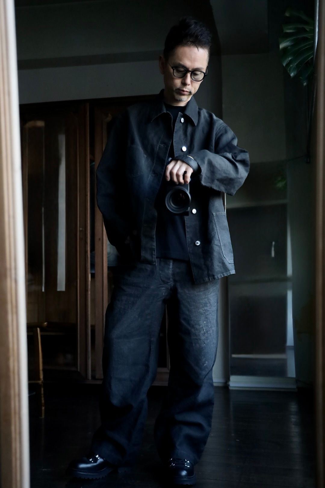 A.PRESSE - アプレッセ Vintage Black Linen Coverall (25SAP-01-29H