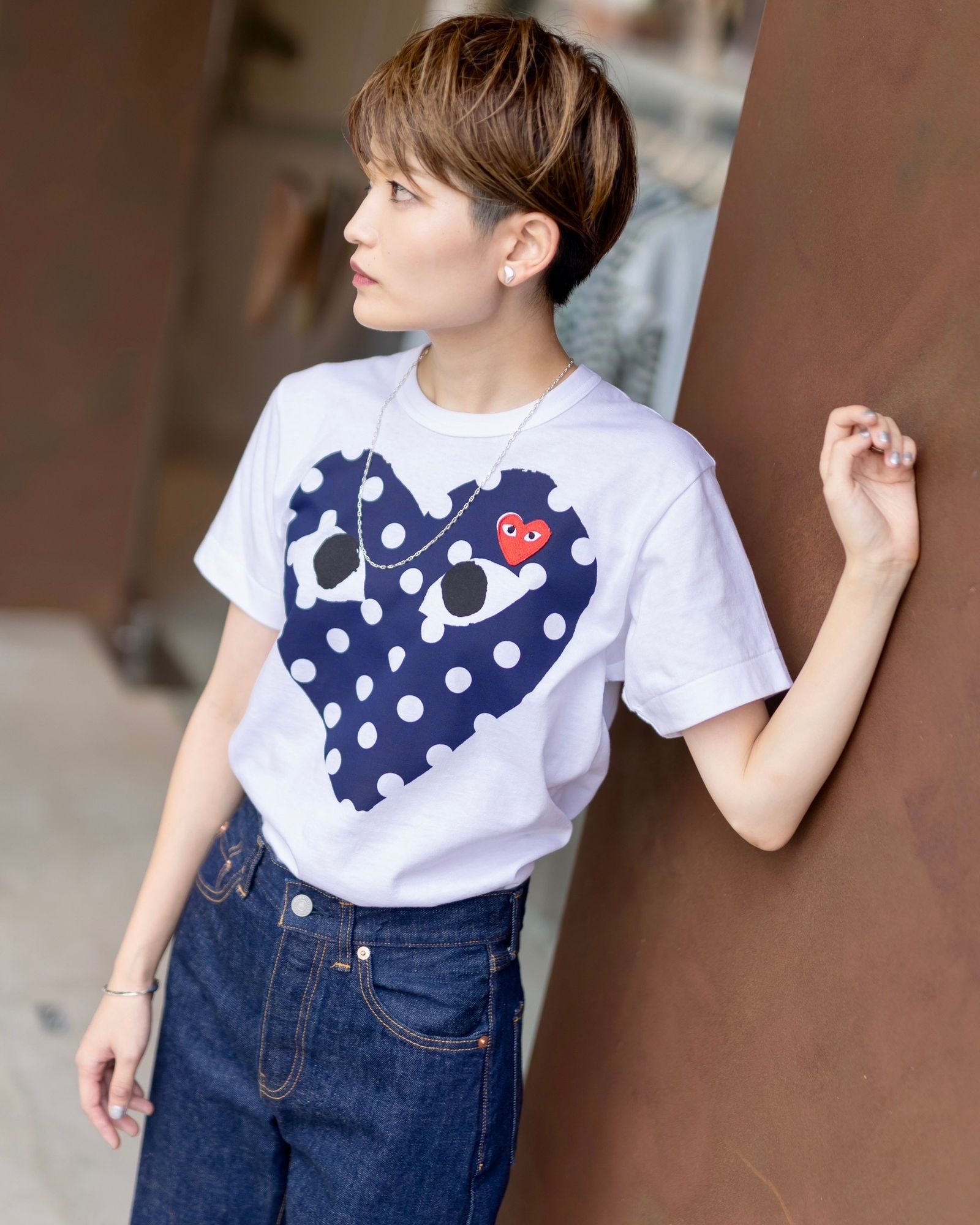 コムデギャルソン ハート カットソー フロッキー加工 2017SS PLAY