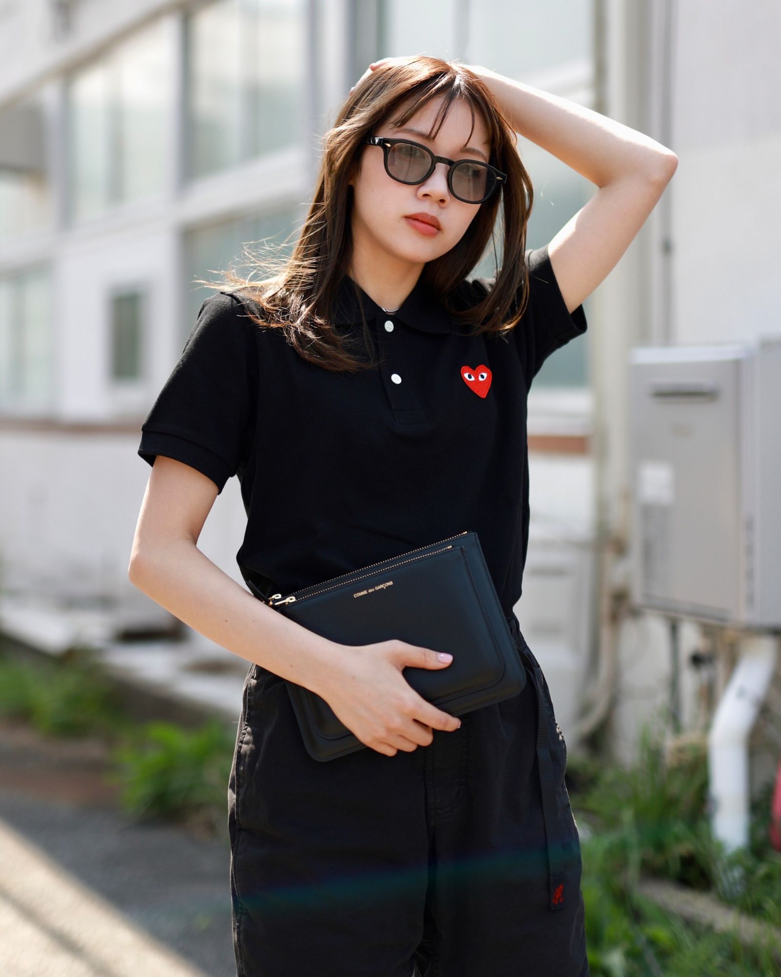 美品✨コムデギャルソン 変形 フリル ポロシャツ 黒 半袖 AD2007 楽天