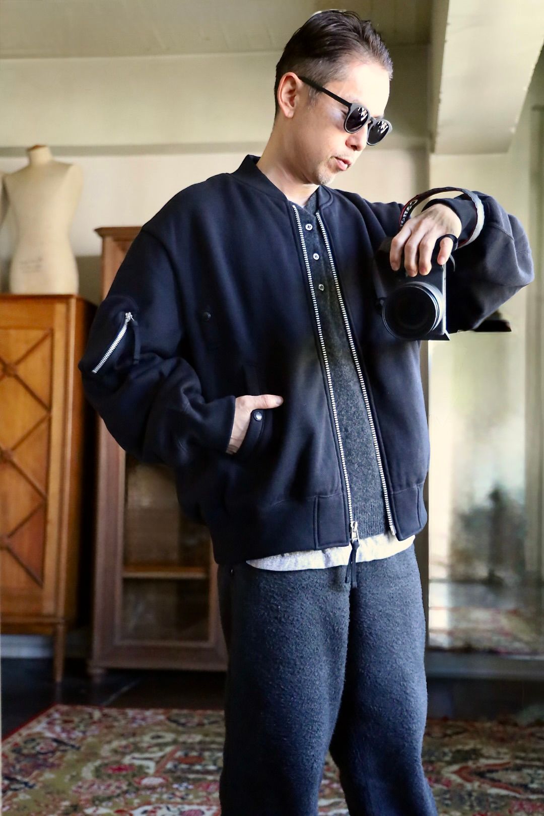 COMME des GARCONS HOMME 綿ウール裏毛MA-1ジャケットスタイル2025.11