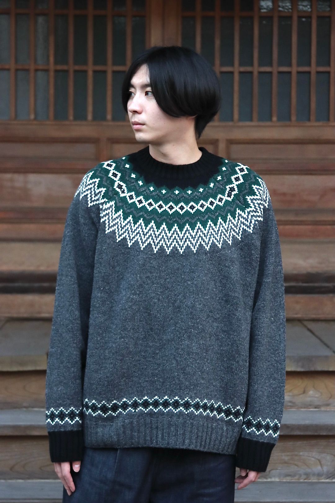 JUNYA WATANABE COMME des GARCONS MAN ウールジャガードニット求心柄