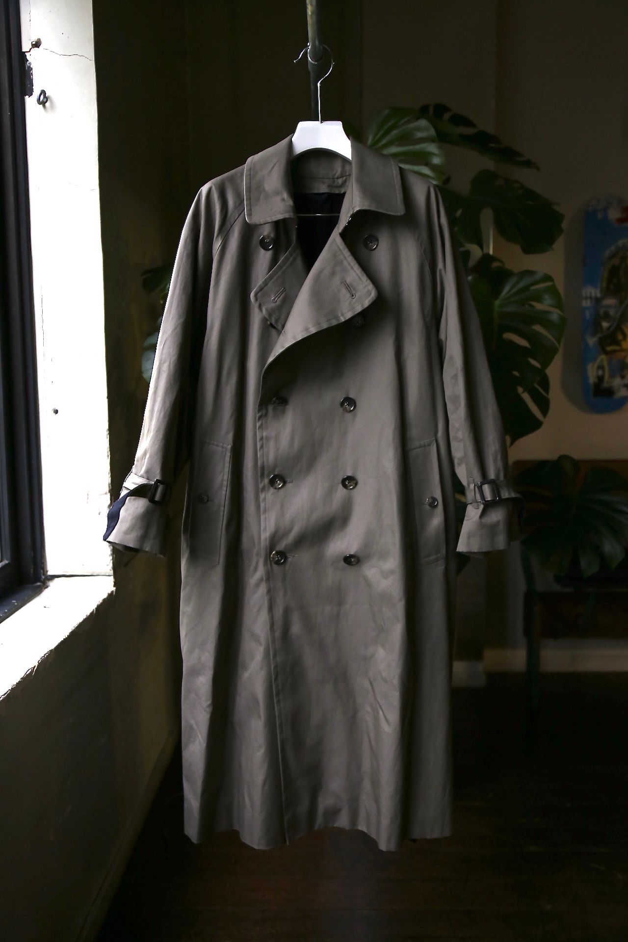 YOKE 21AW REVERSIBLE TRENCH COAT SAGE GREEN style.8.13. | 1842 | MARK