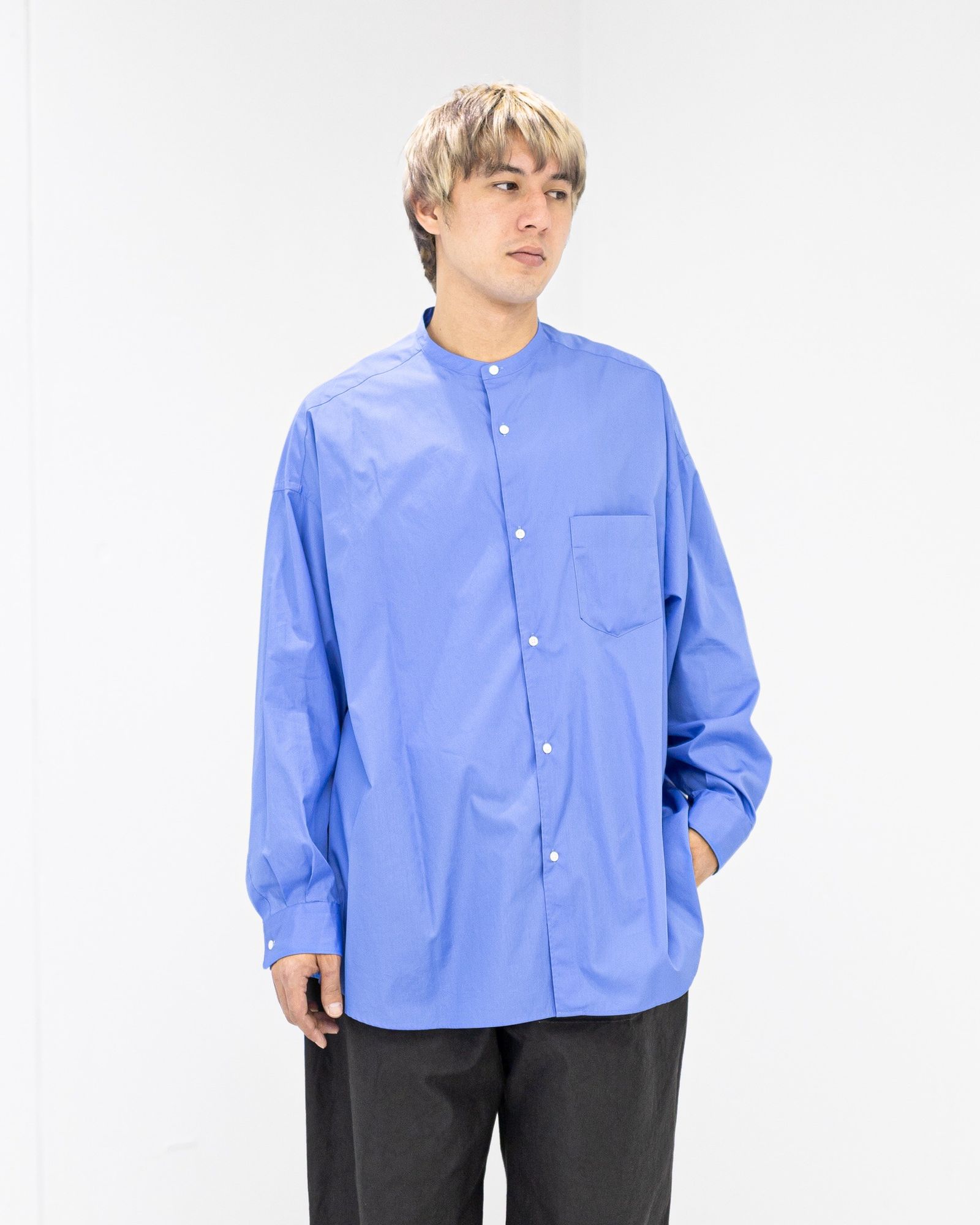 Graphpaper - グラフペーパー シャツ Broad L/S Oversized Band Collar