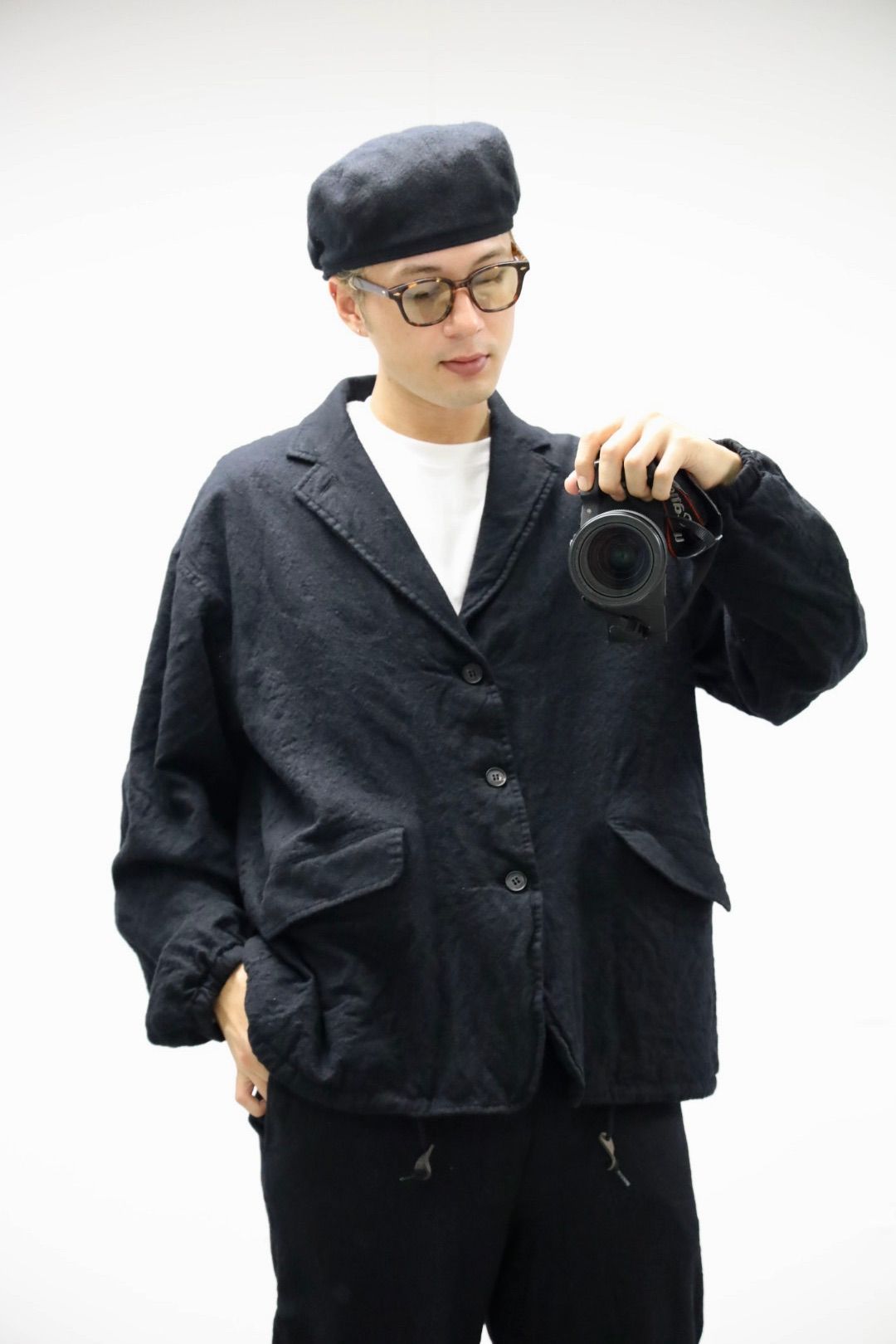 COMME des GARCONS HOMME ウールサージ製品縮絨ジャケット&パンツ