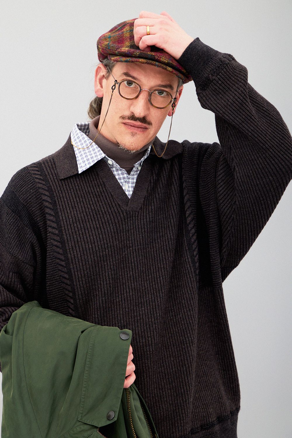 YASHIKI - 【ラスト1点】【25AW】Setsuen Skipper Knit(BROWN) | Salty