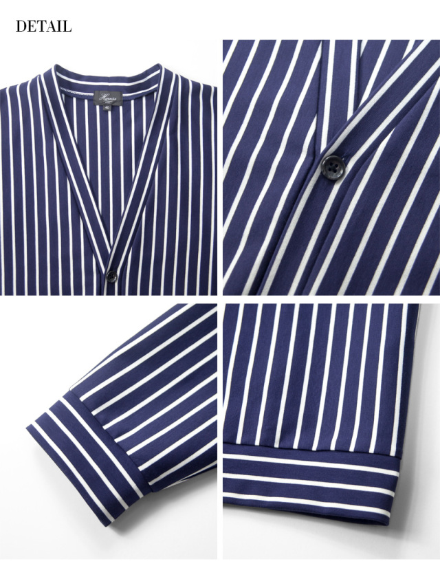 Harriss ハリス スーピマポンチ ストライプカーディガン 日本製 メンズ