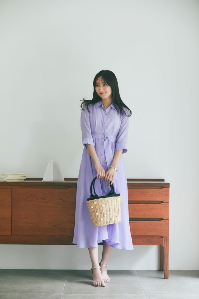 Nanaさん着用】シアーサテンシャツワンピース