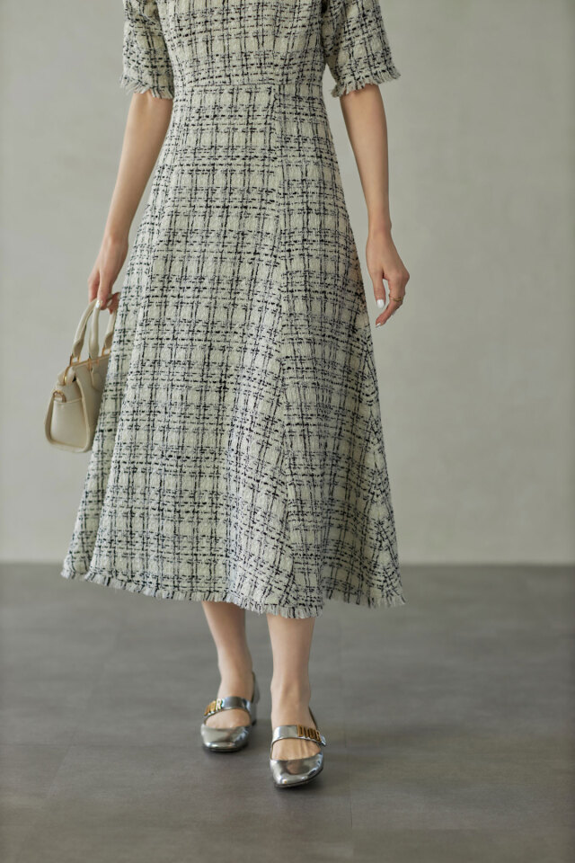 ツイードフレアワンピース