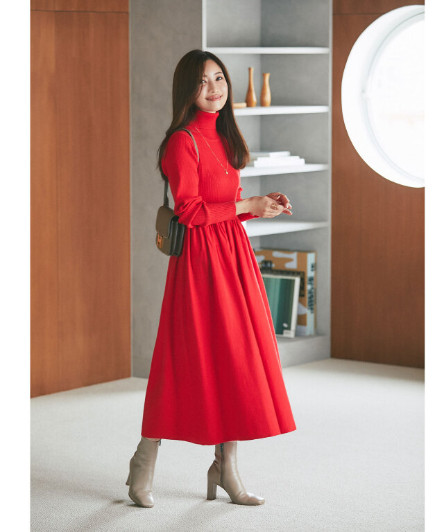 マシェリコラボ》ハイネックニットワンピース