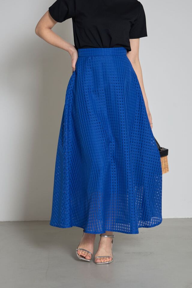 シアーギンガムチェックフレアスカート