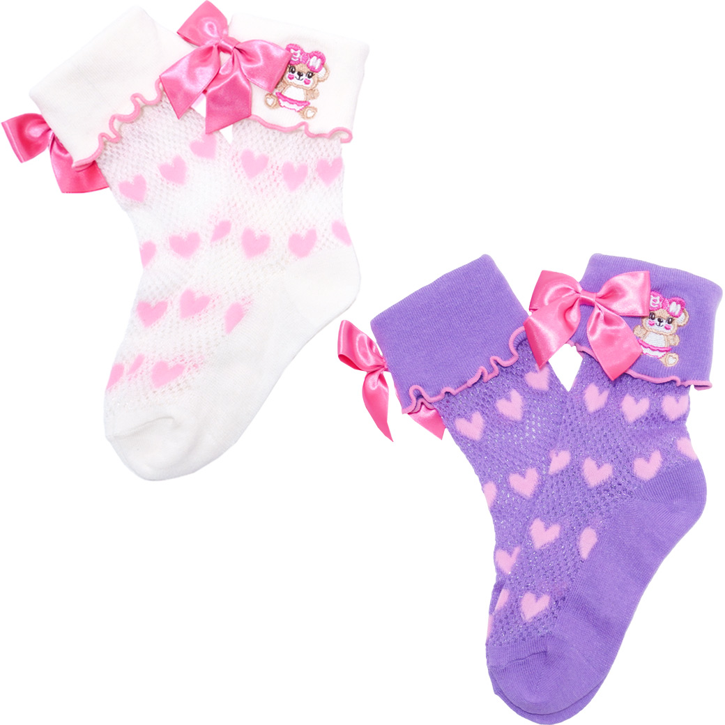 アースマジック EARTHMAGIC メッシュ折り返しクルーソックス シロ