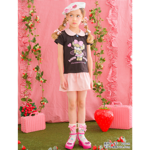 日本製 いちご柄折り返しショートソックス