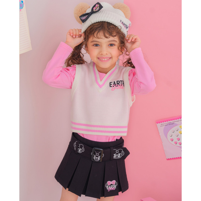 アースマジック EARTHMAGIC Vネックニットベスト シロ グレー マフィー