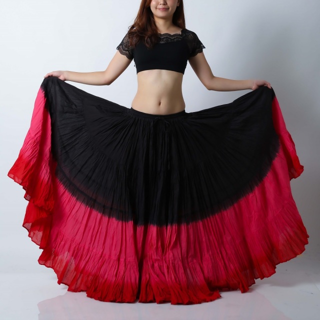 25ヤードスカートD25T-5コットン(黒/ローズ/赤)（black/rose/red