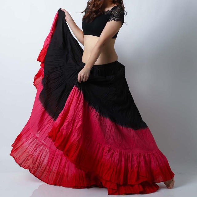 25ヤードスカートD25T-5コットン(黒/ローズ/赤)（black/rose/red