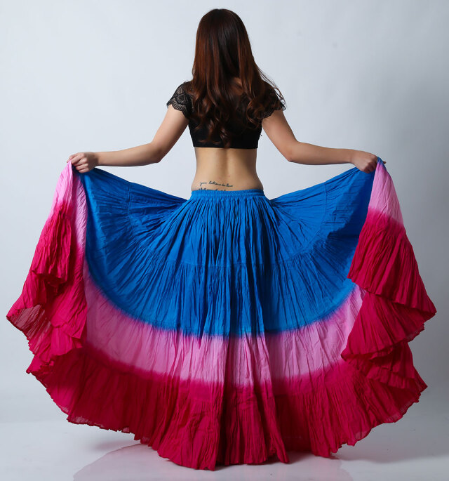 25ヤードスカートD25T-6コットン(水色/ピンク/ローズ)（lightblue/pink