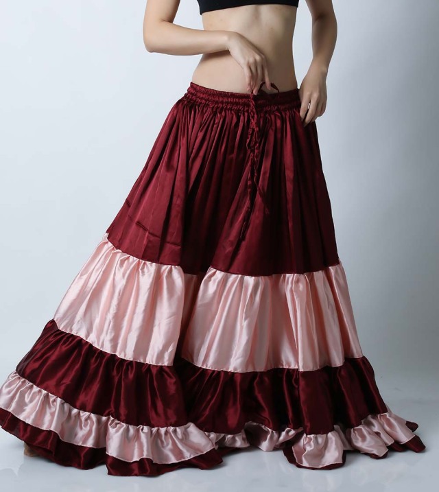 25ヤードスカートサテンゴージャスフリル（ワイン/ピンク)（wine/pink