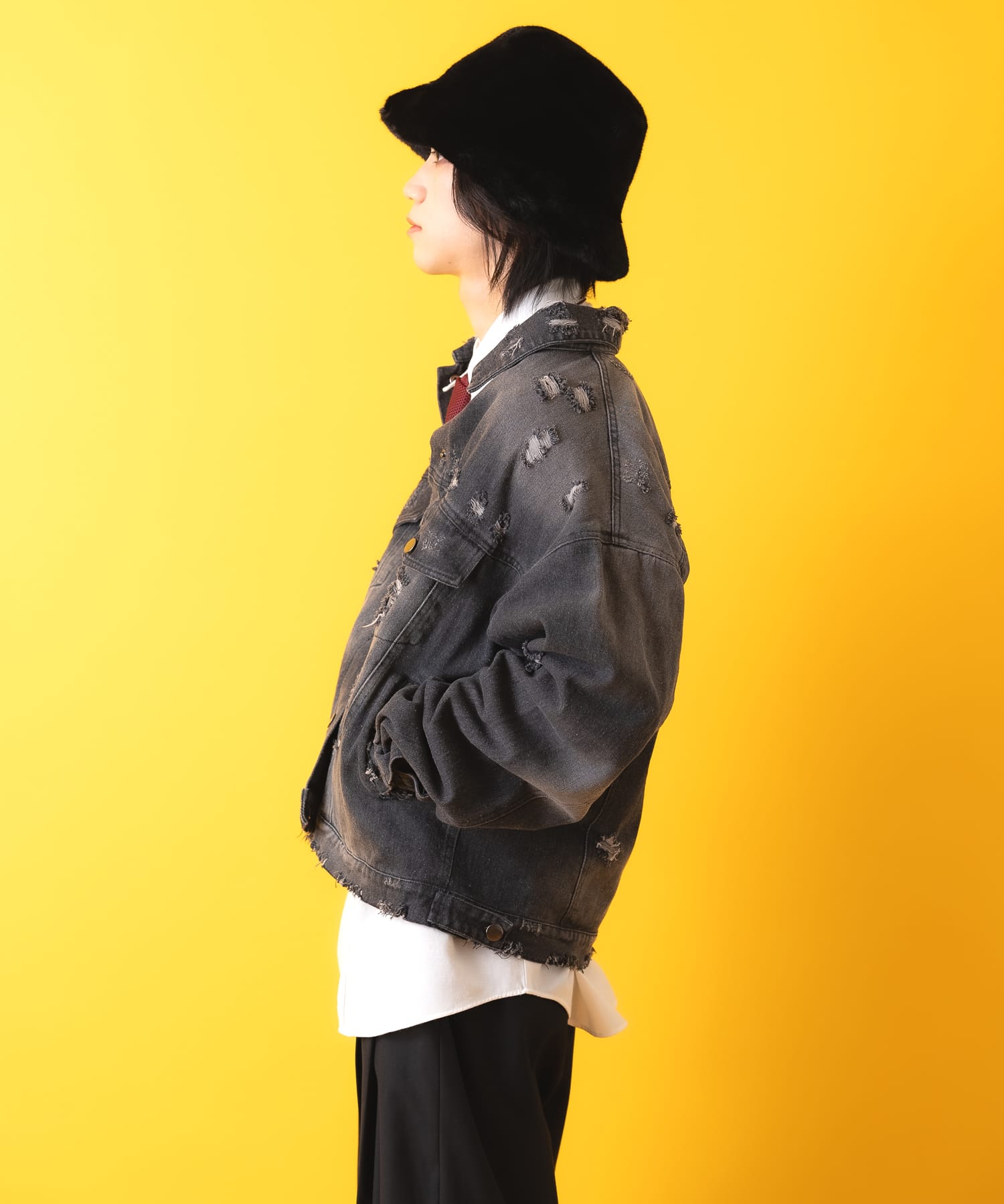 オーバーサイズハードダメージデニムジャケット / Gジャン メンズ