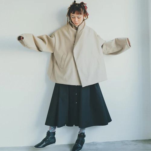 2024秋冬】nunuforme【ヌヌフォルム】メルトンクロスドレープカラー