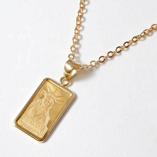 送料無料】【日本製】【男女兼用】純金1g インゴットペンダント