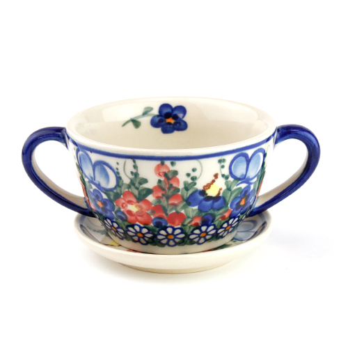 スープカップ＆ソーサー(VENA)ポーリッシュポタリー(ポーランド食器)