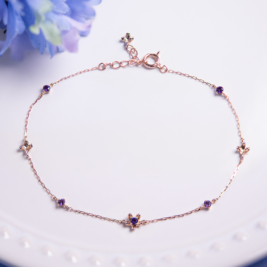 ブレスレット K10ピンクゴールド アメジスト ライトアメジスト(JL
