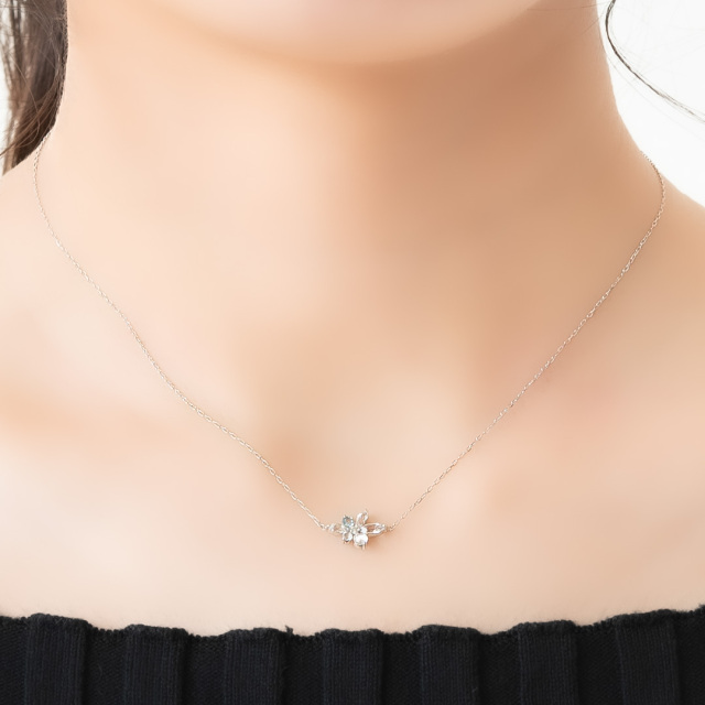 ネックレス K10ホワイトゴールド ホワイトトパーズ ムーンストーン