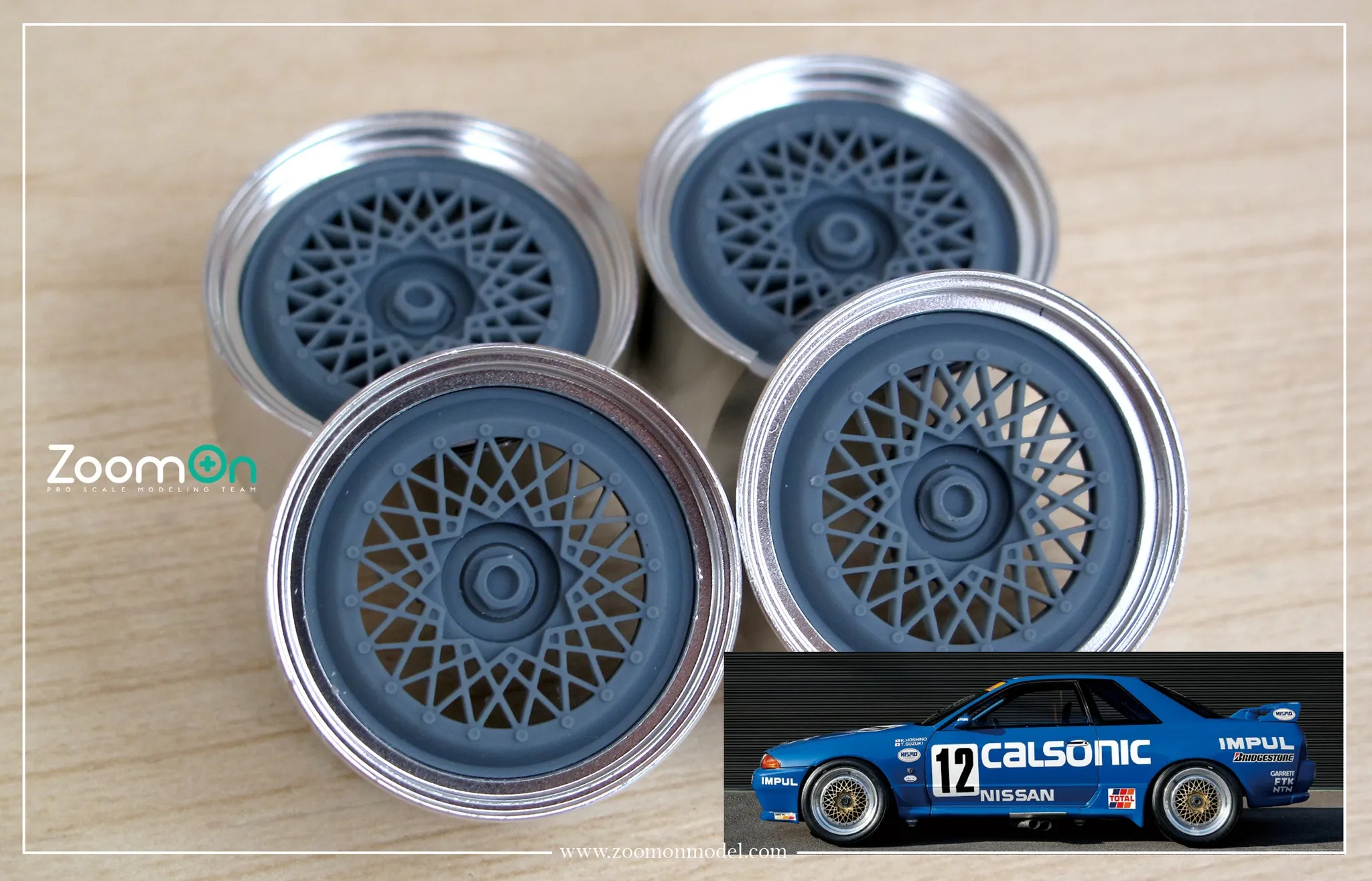 ZoomOn 1/24 18インチ BBS センターロックタイプ ホイールセット