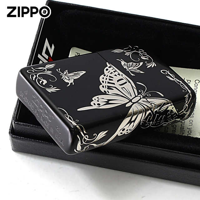 Zippo ジッポー 蝶々 バタフライ アラベスク 唐草 3面連続加工 イオン