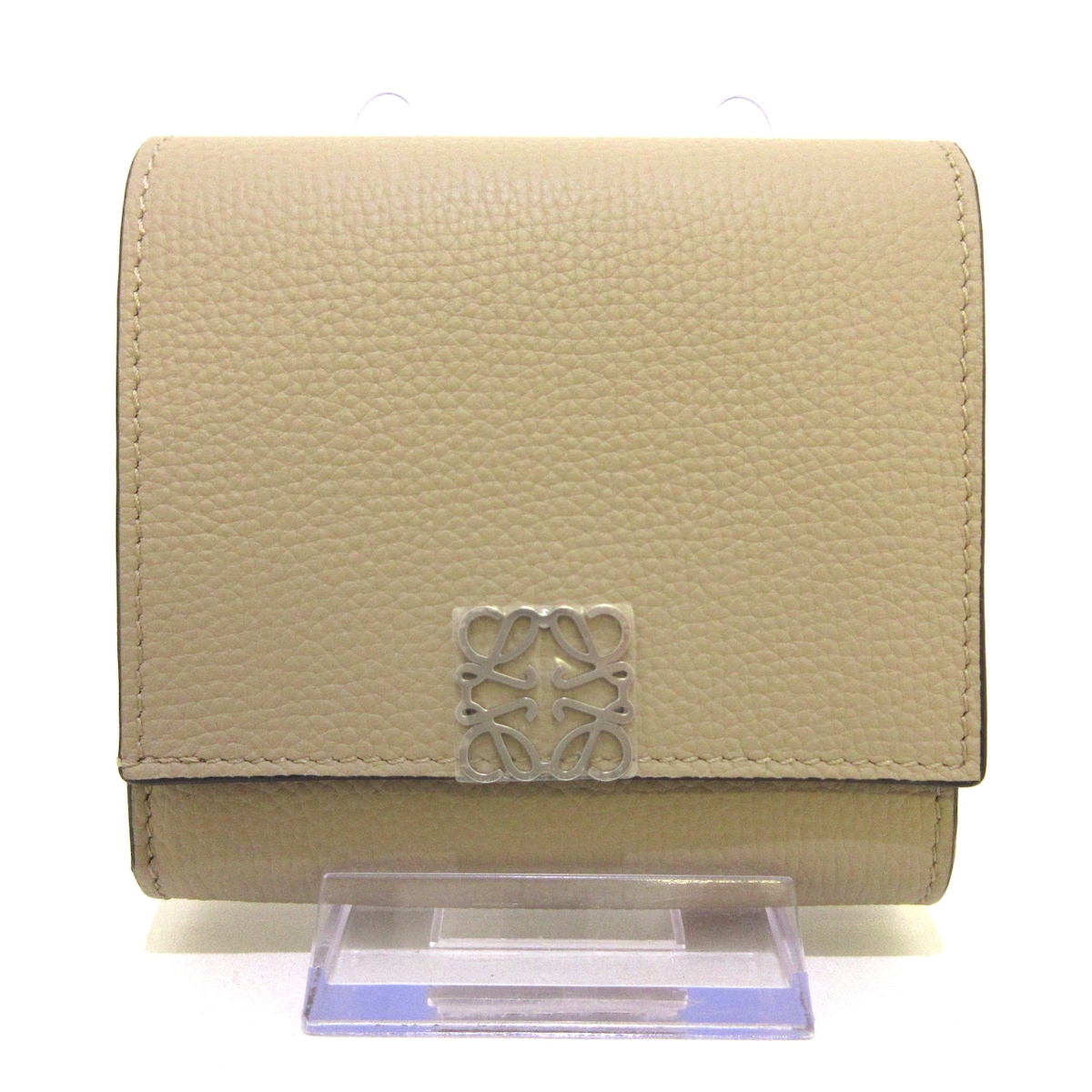 ロエベ/2つ折り財布/アナグラム コンパクト フラップウォレット/サンド