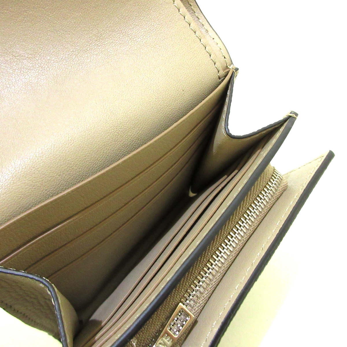 ロエベ/2つ折り財布/アナグラム コンパクト フラップウォレット/サンド