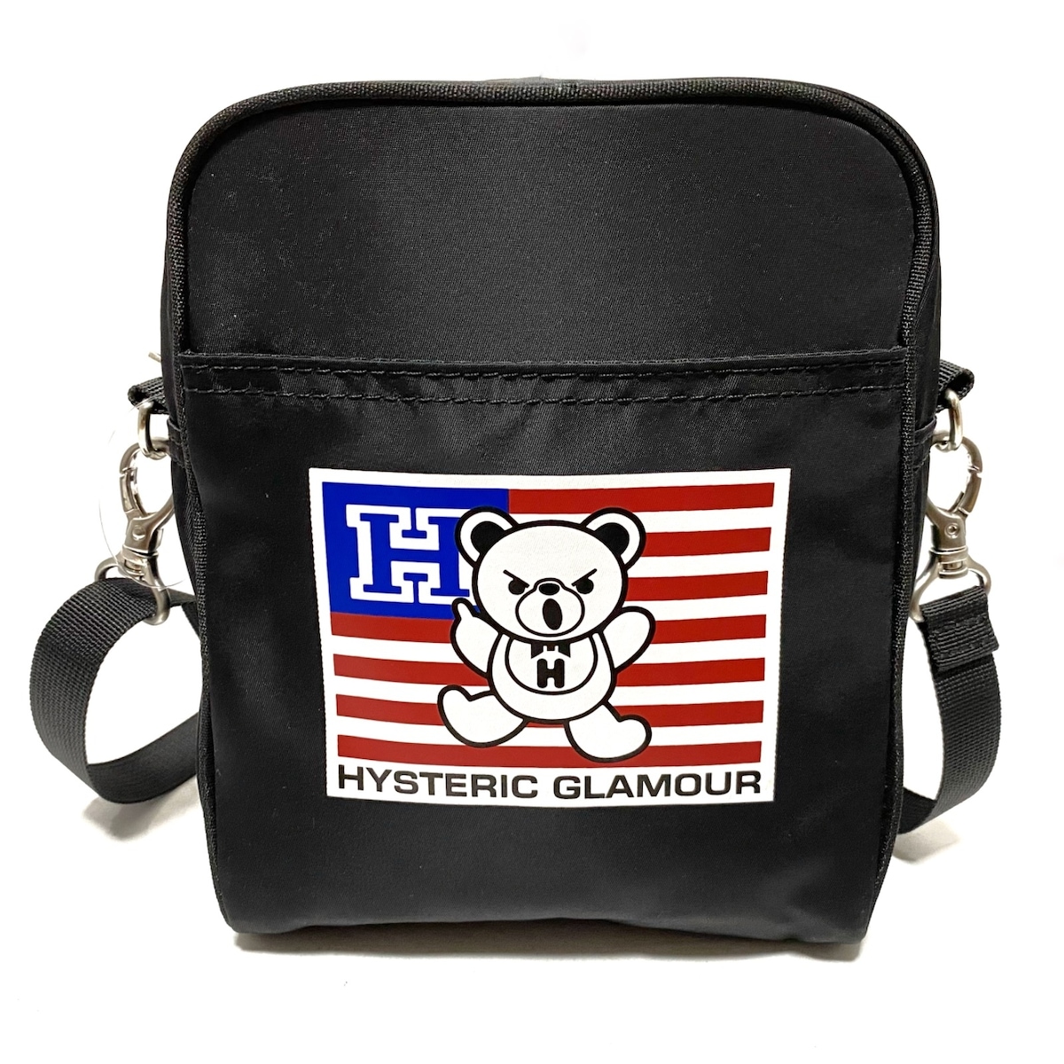 ヒステリックグラマー/ショルダーバッグ/黒×白×マルチ/ナイロンの買取