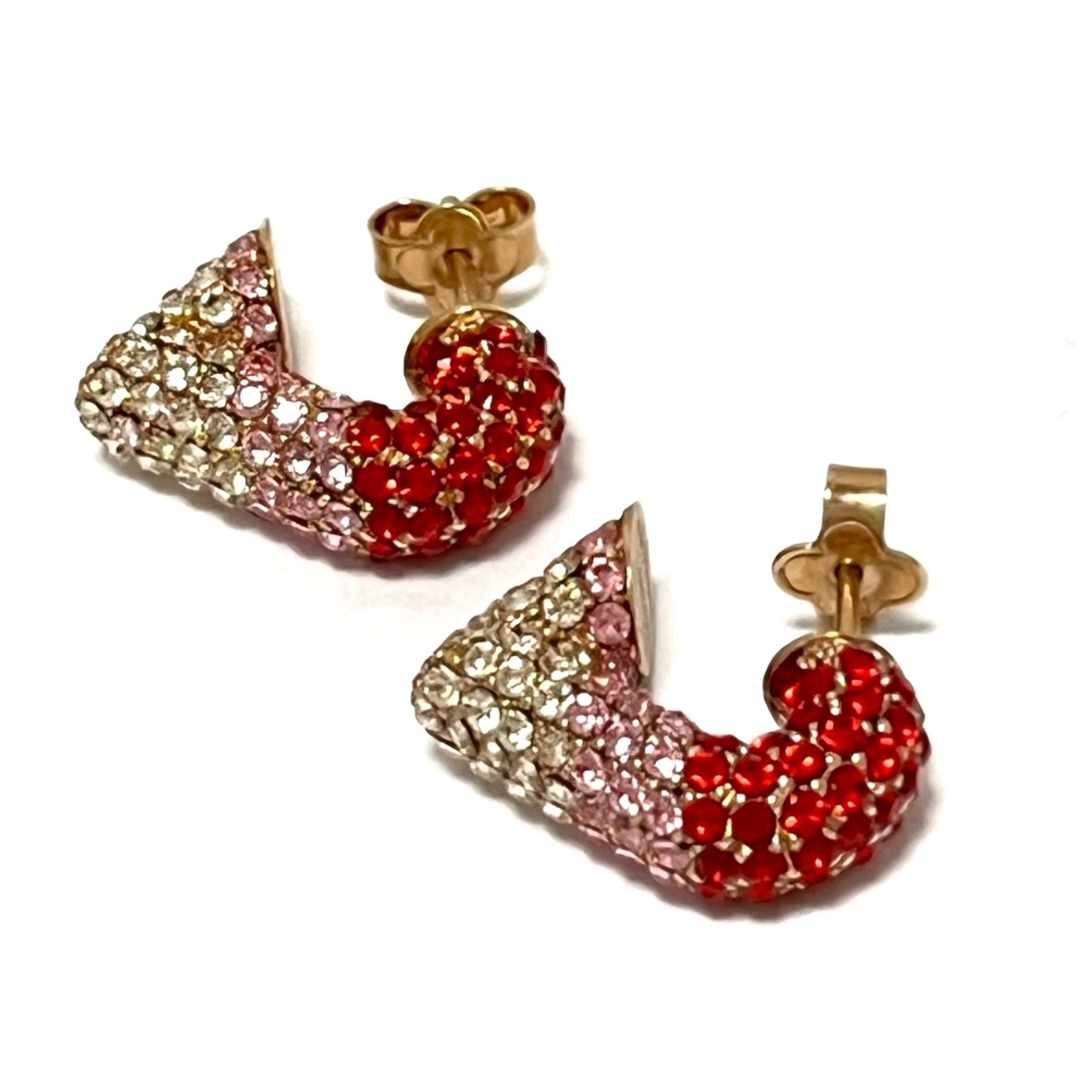 ルイヴィトン/ピアス/Vストラスハートイヤリング/レッド×ピンク×クリア