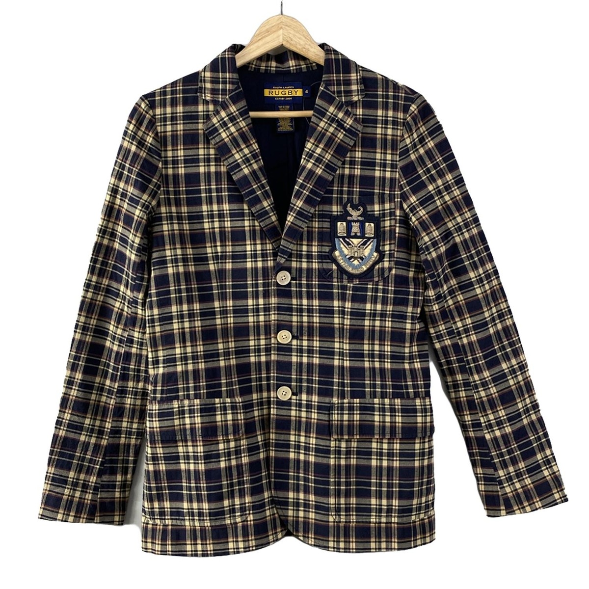 ラルフローレンラグビー/ジャケット/ダークネイビー×ベージュ×ボルドー