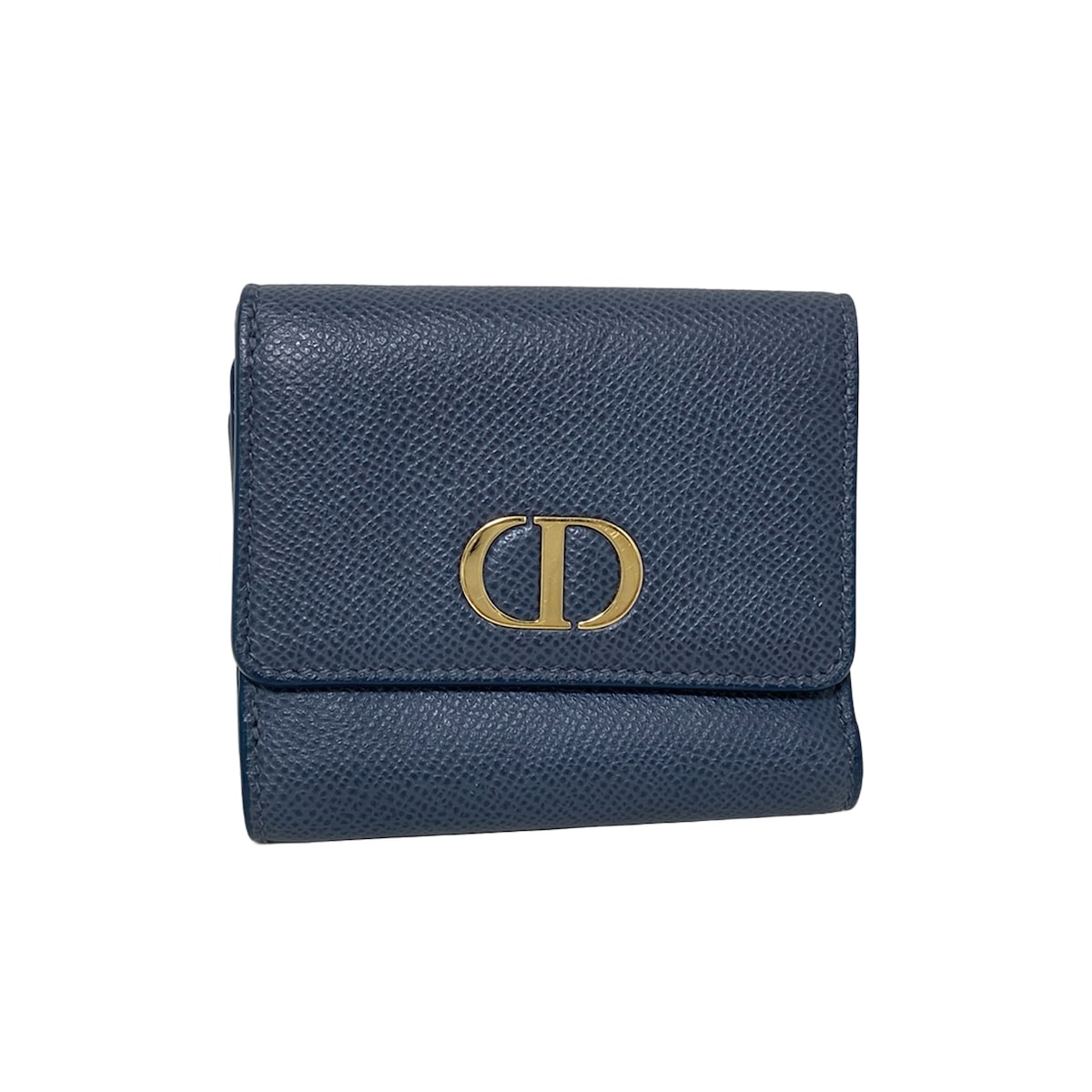 ディオール/クリスチャンディオール 3つ折り財布 ネイビー レザー