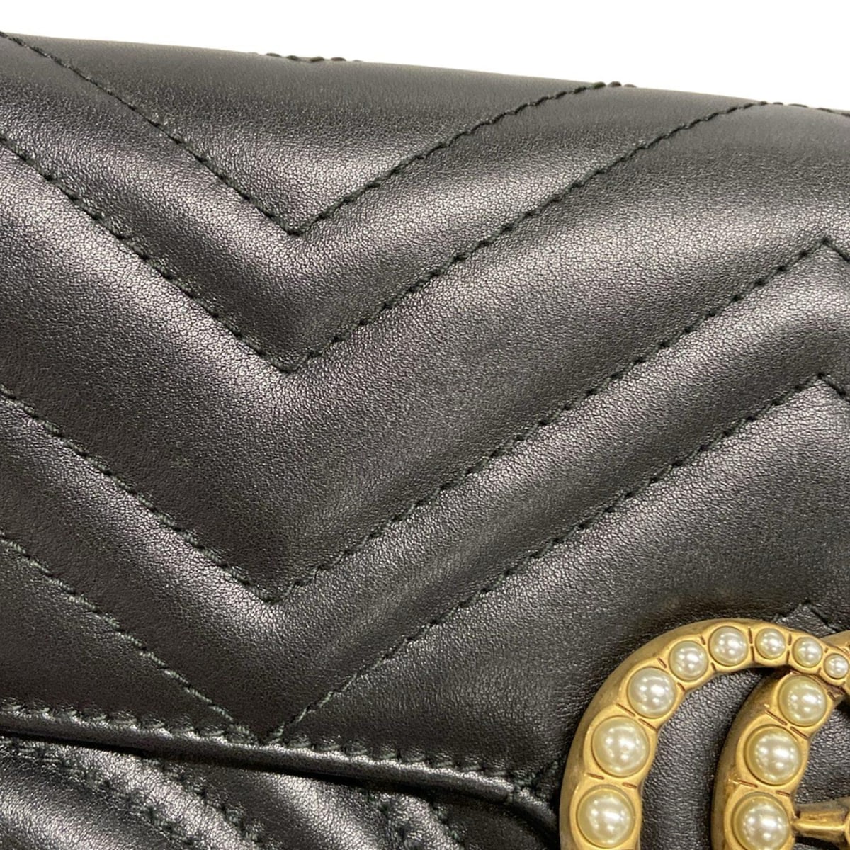 GUCCI(グッチ) ウエストポーチ GGマーモント 476809 黒 レザー