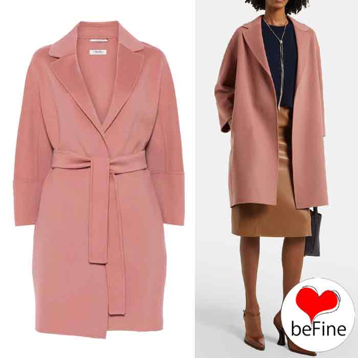 S MAX MARA ARONA ダブルフェイス ウールコート ベルトコート パウダー