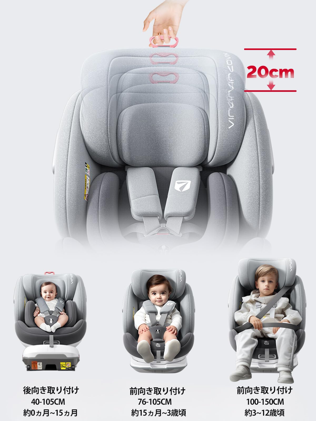 heekin チャイルドシート 360°回転式 ISOFIX トップテザー 固定 ECE