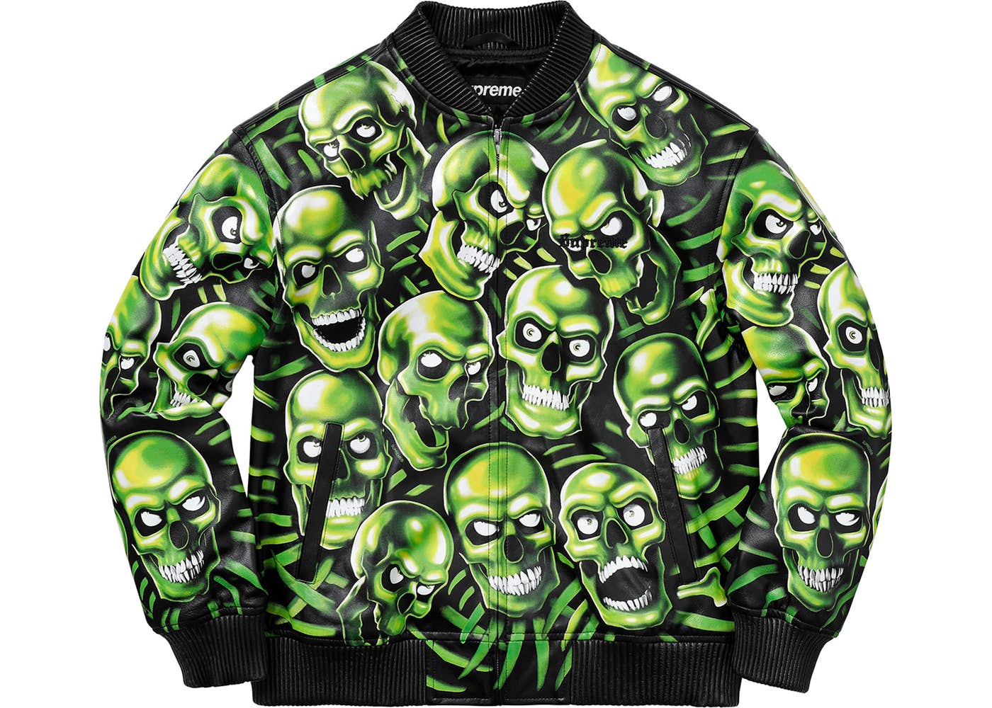 Supreme Skull Pile Leather Bomber Jacket Green Spring/Summer 2018