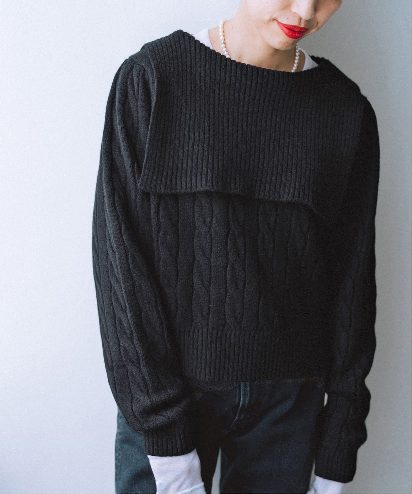 BLACK セーラーカラーニット（ニット／セーター）｜IENA（イエナ）の