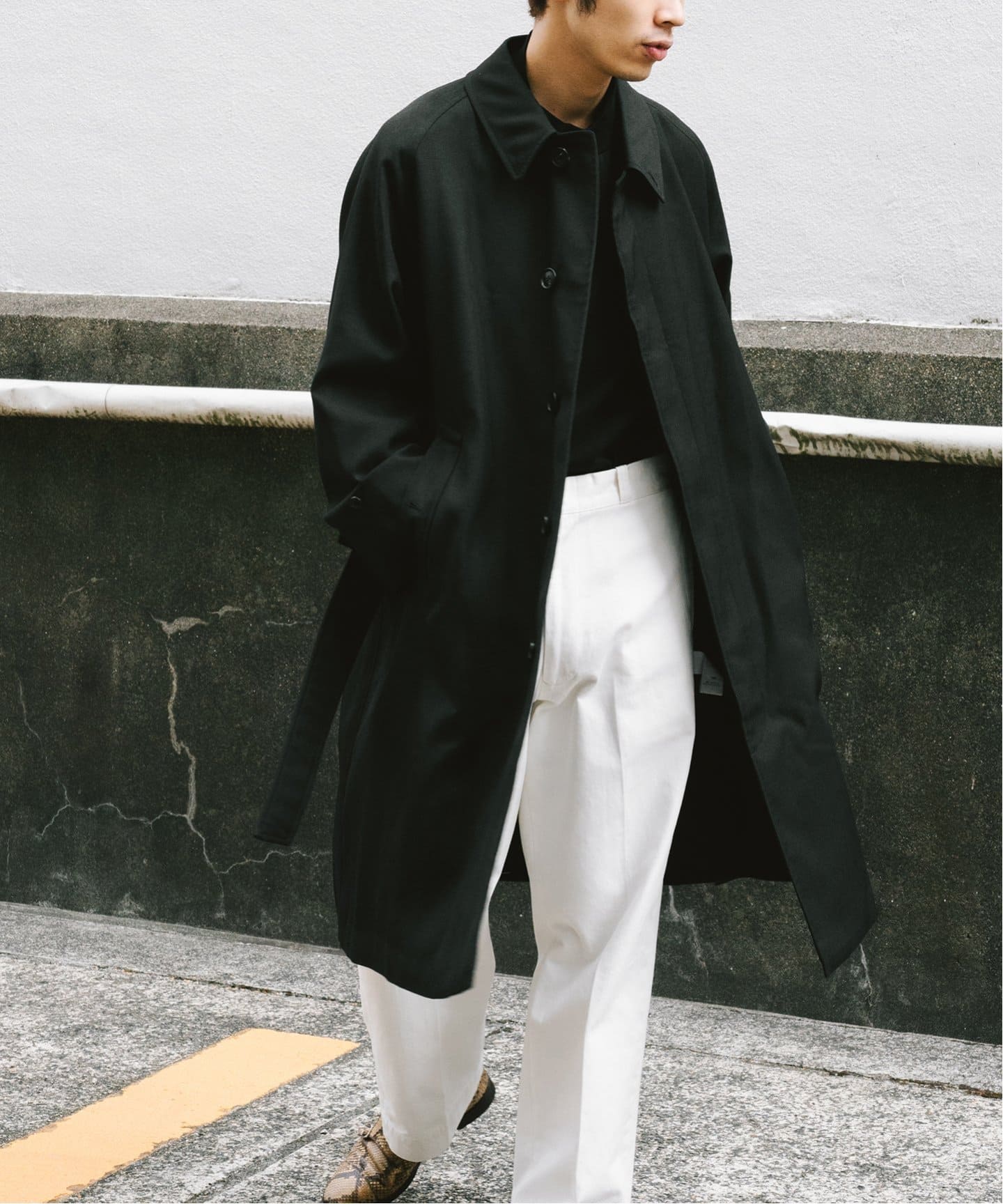 LE / エルイー】ウール バルカラー コート（ステンカラーコート）｜L