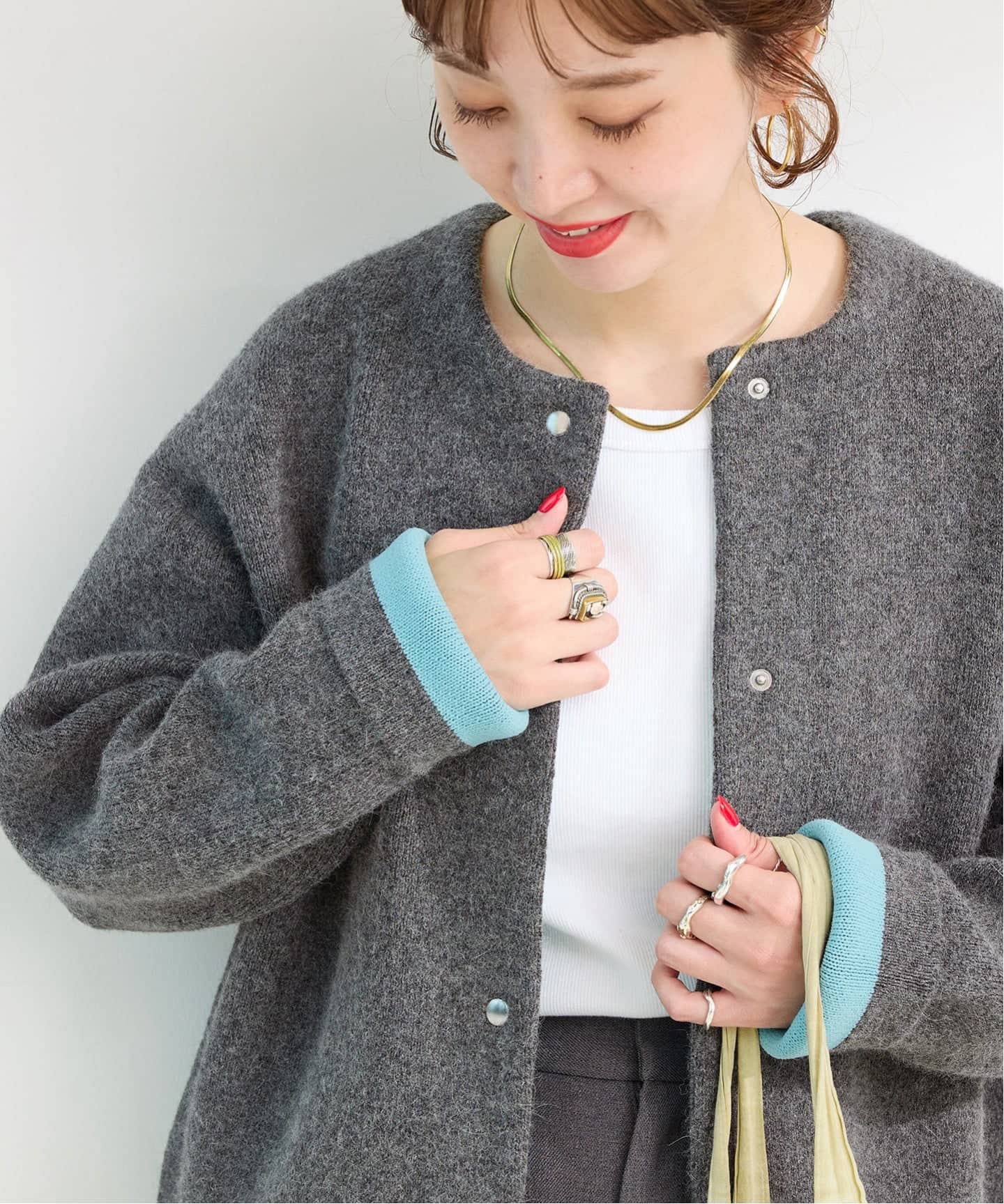 追加3》2層スムース編みニットブルゾン（カーディガン）｜B.C STOCK