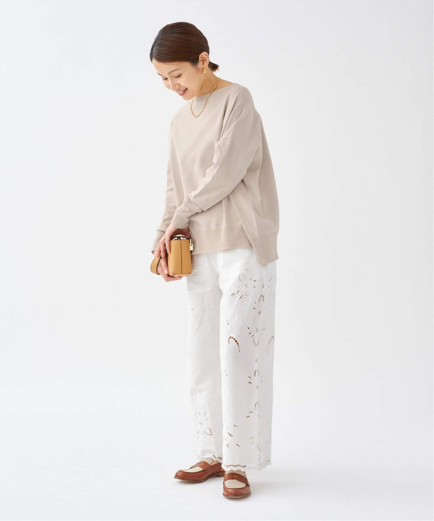 追加》コットンリネンカットワークレース イージーパンツ（その他